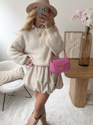 Maille oversize manches basses beige ANGELICA