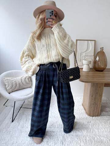 Pantalon à carreaux bleu CAMBRIDGE