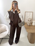 Pantalon tailleur DAMIEN - chocolat