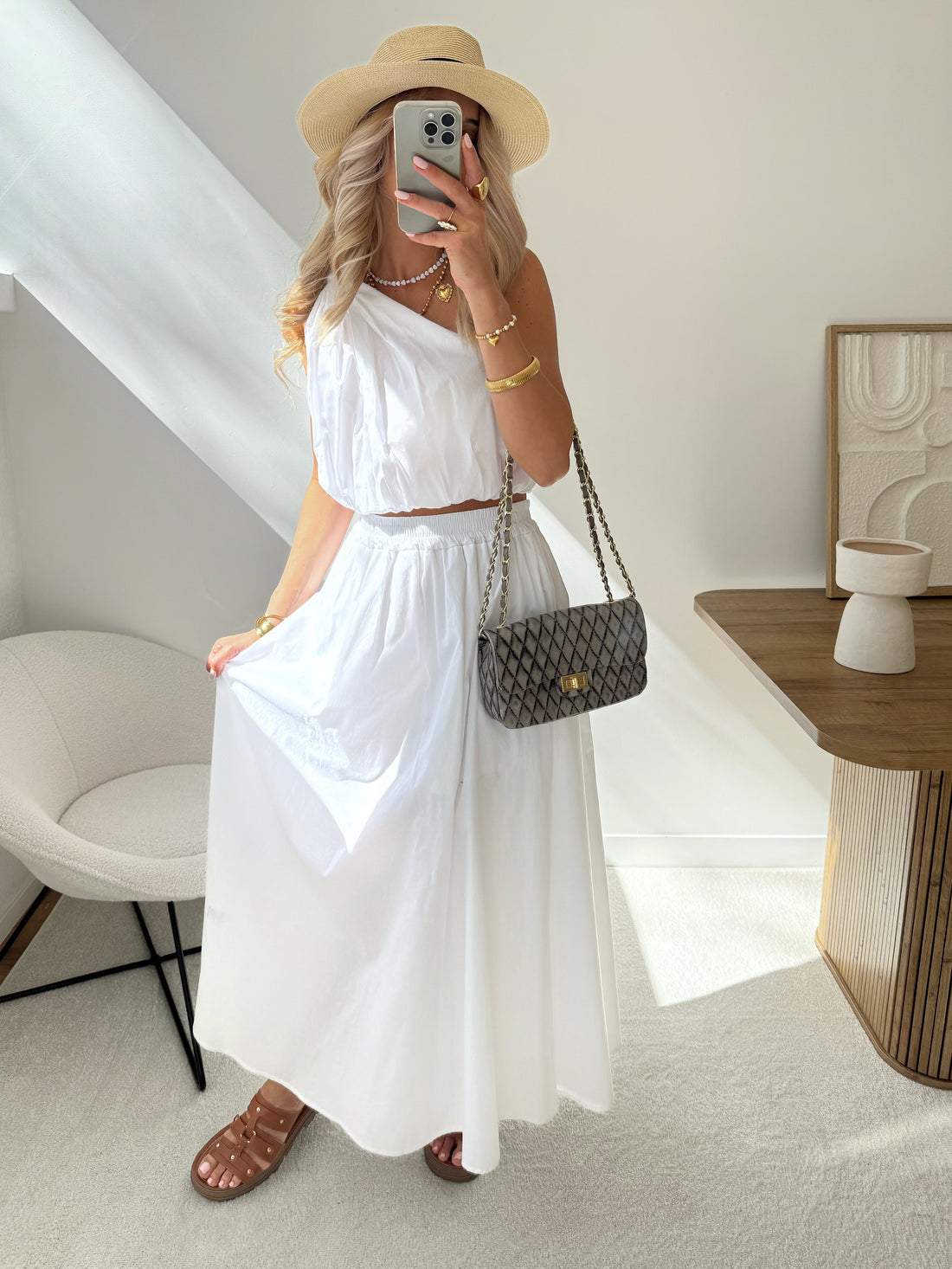 Ensemble top et jupe longue NIKOLINI - blanc