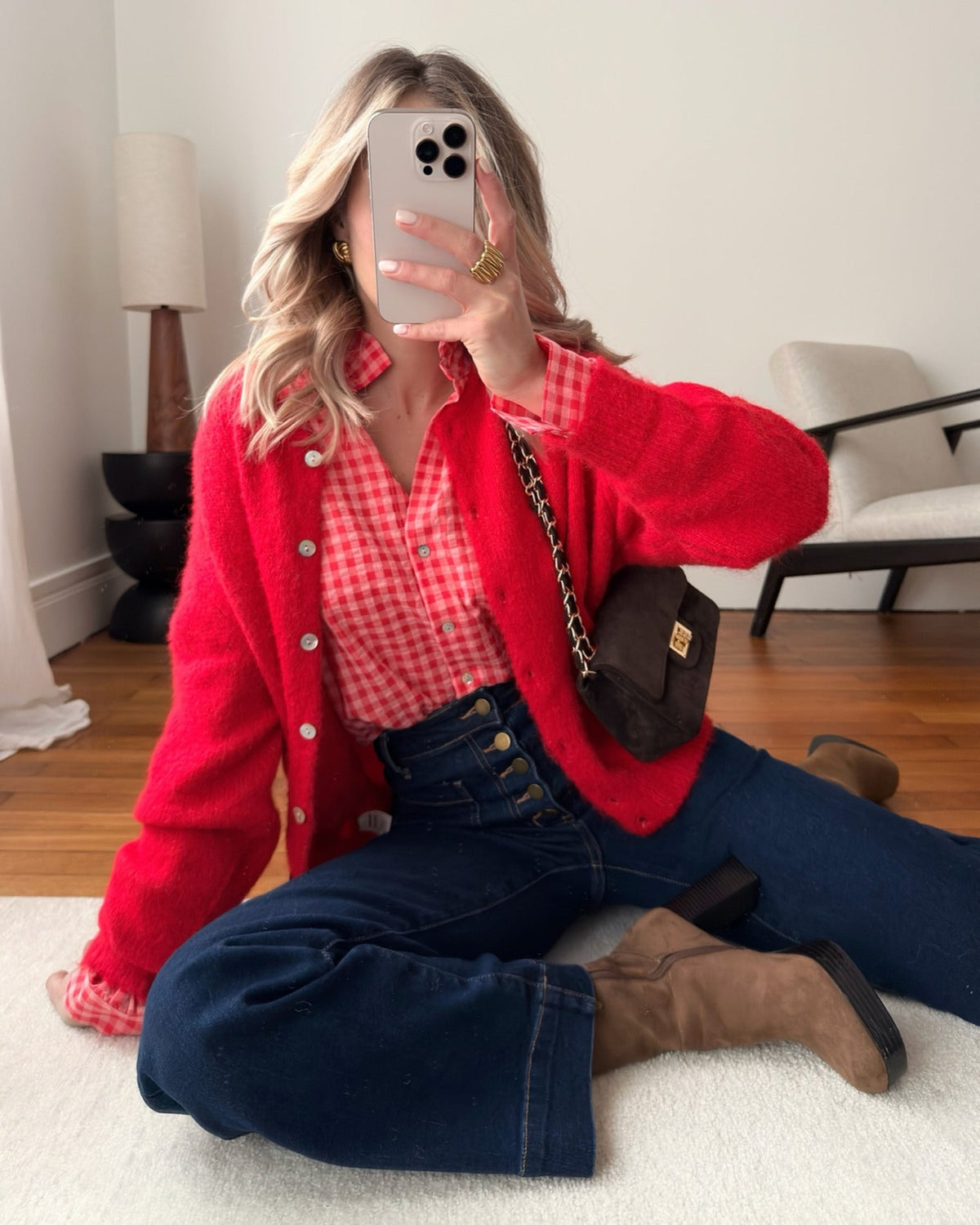 Cardigan en laine mélangée BLANDINE - rouge