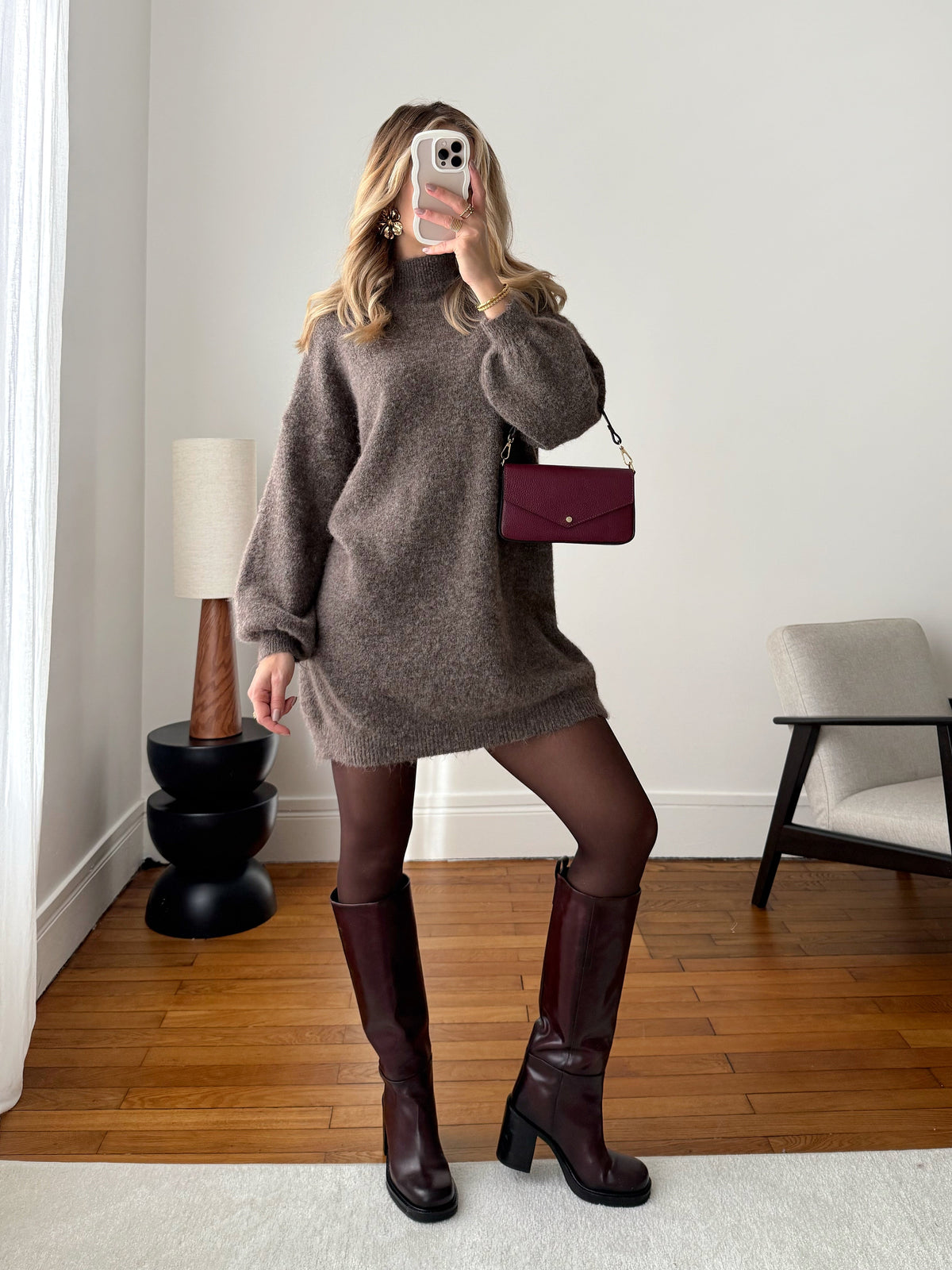 Robe en maille douce col cheminée CLORANE