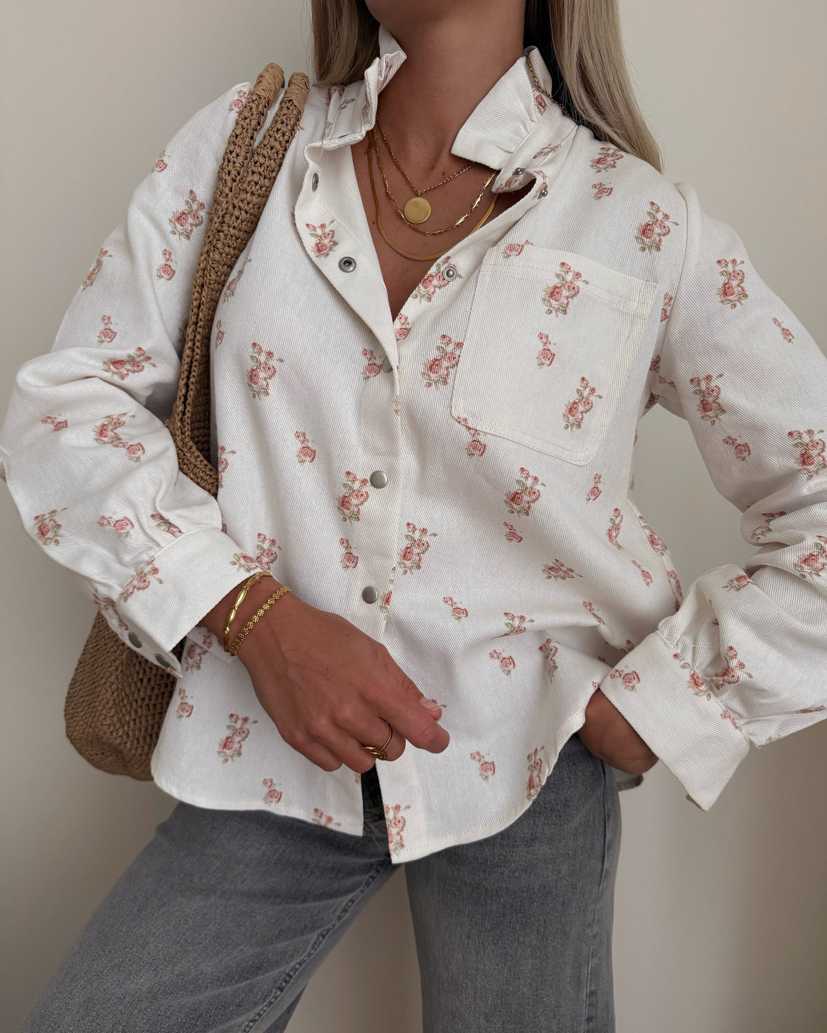 Chemisier denim à imprimé floral BACH