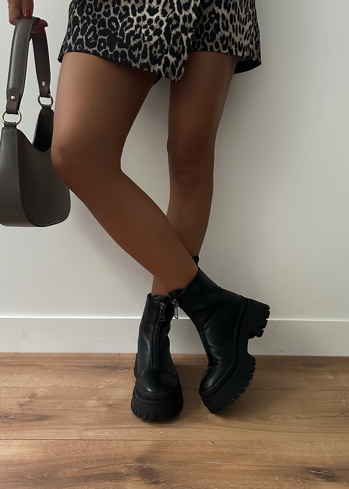 Bottines noires zippées à plateforme JUNON