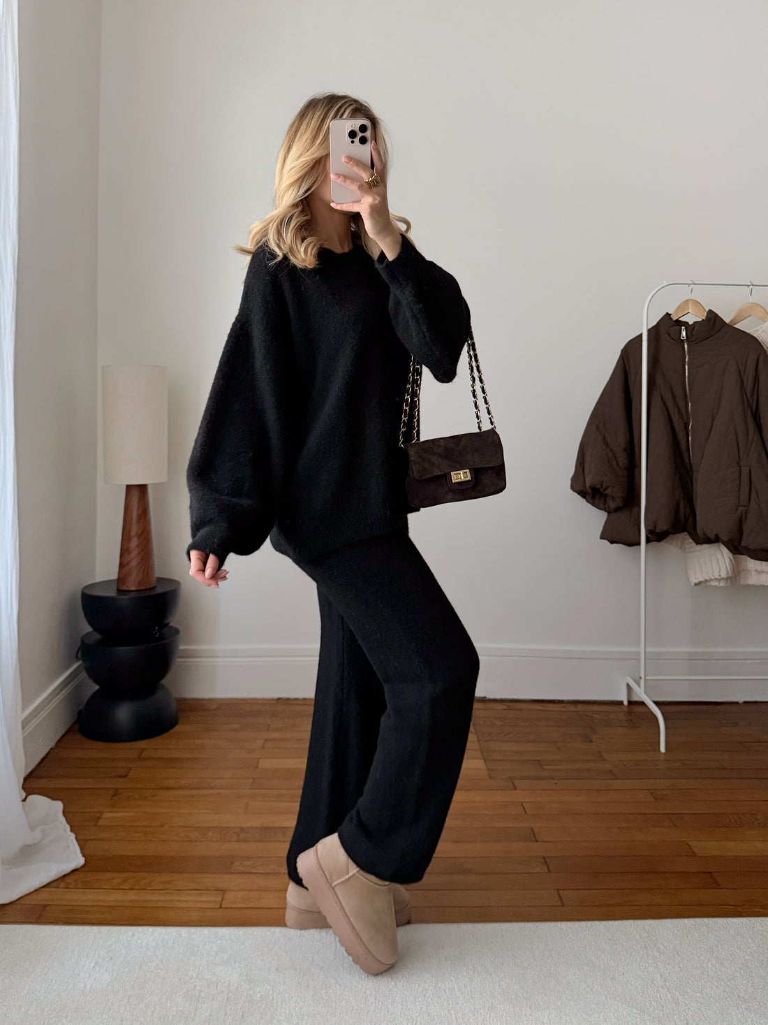 Pantalon maille douce LÉZIN - noir