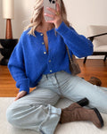 Cardigan en laine mélangée BLANDINE - bleu roi