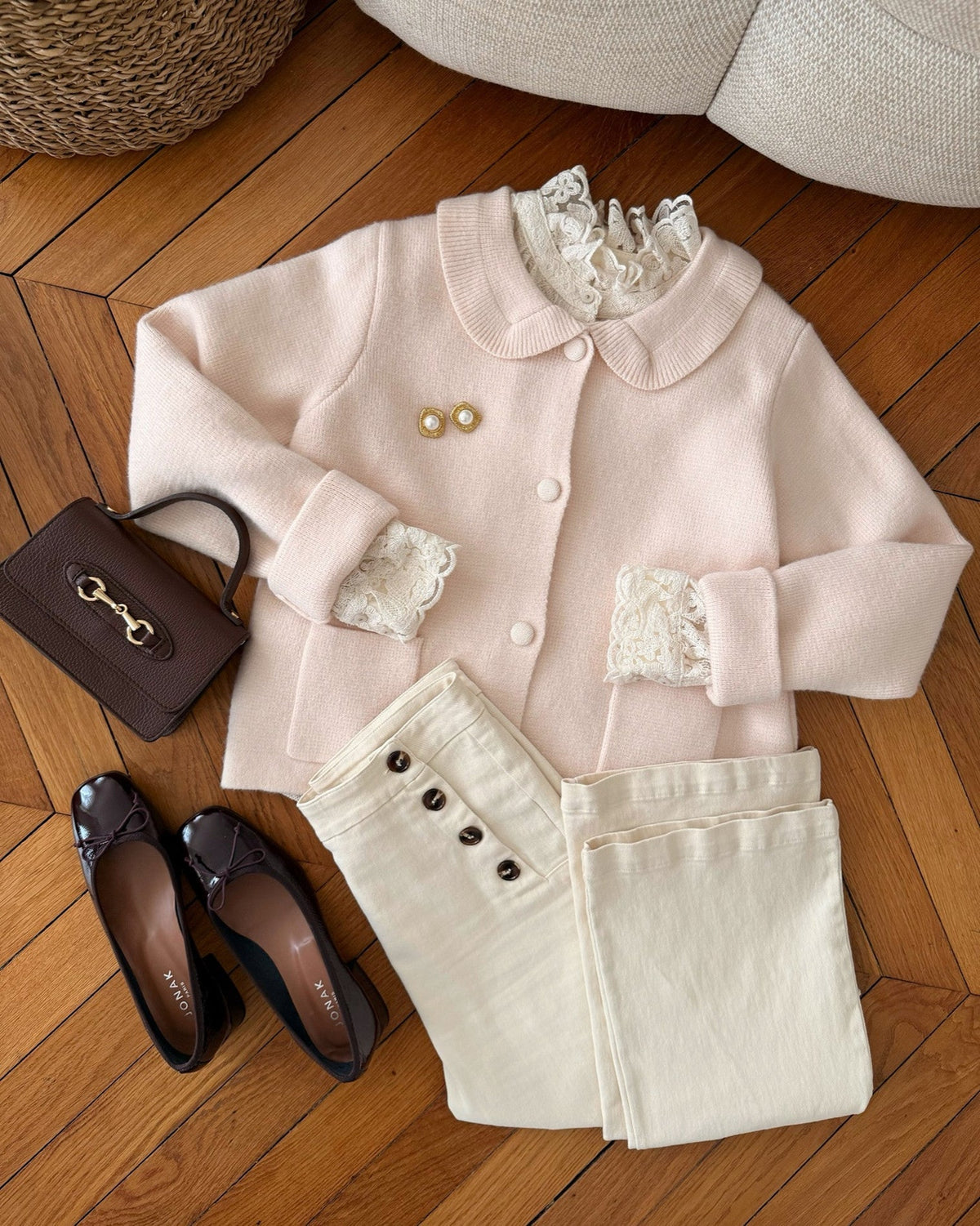 Cardigan col Claudine MAZARIN - rose poudré