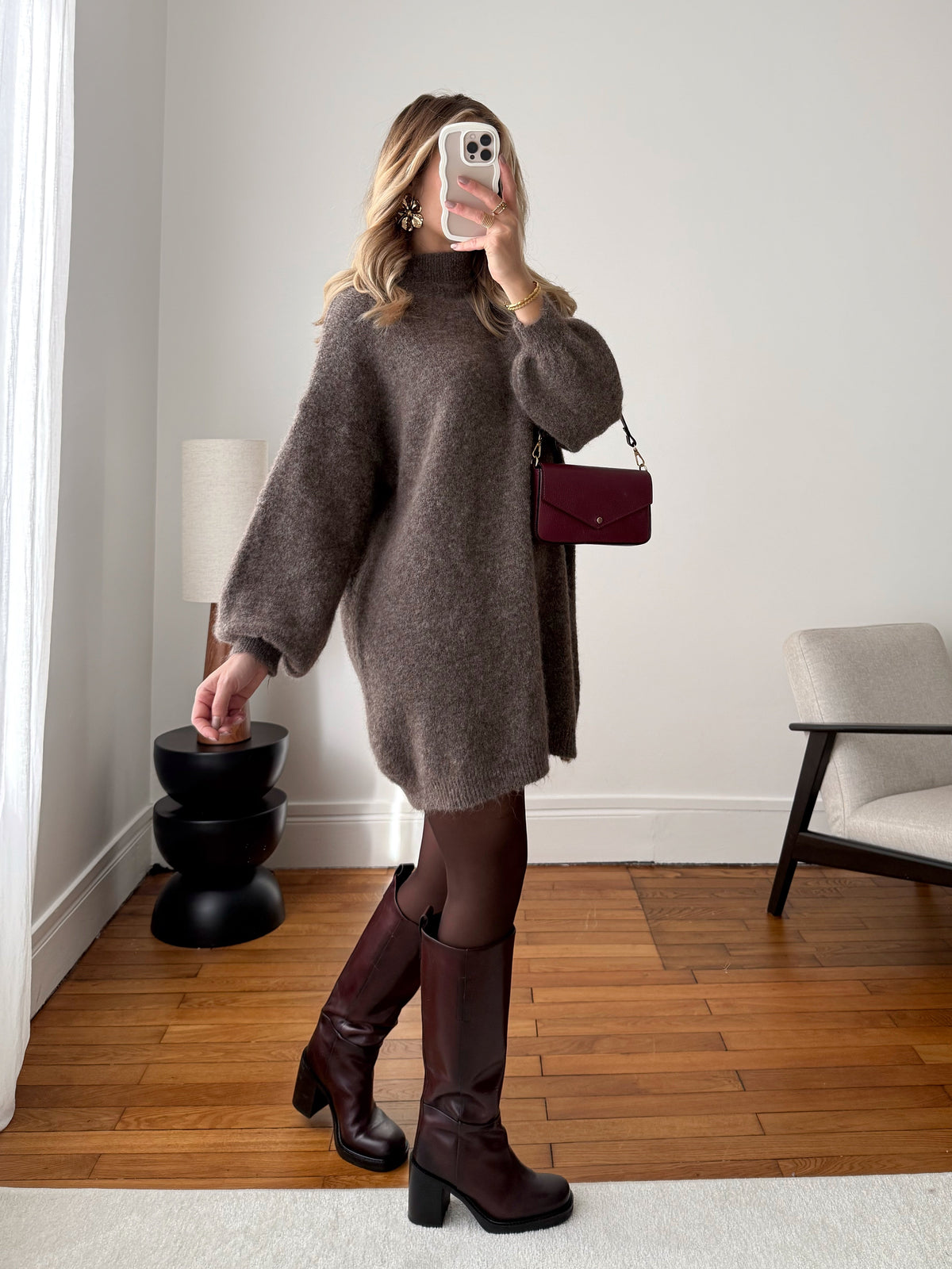 Robe en maille douce col cheminée CLORANE