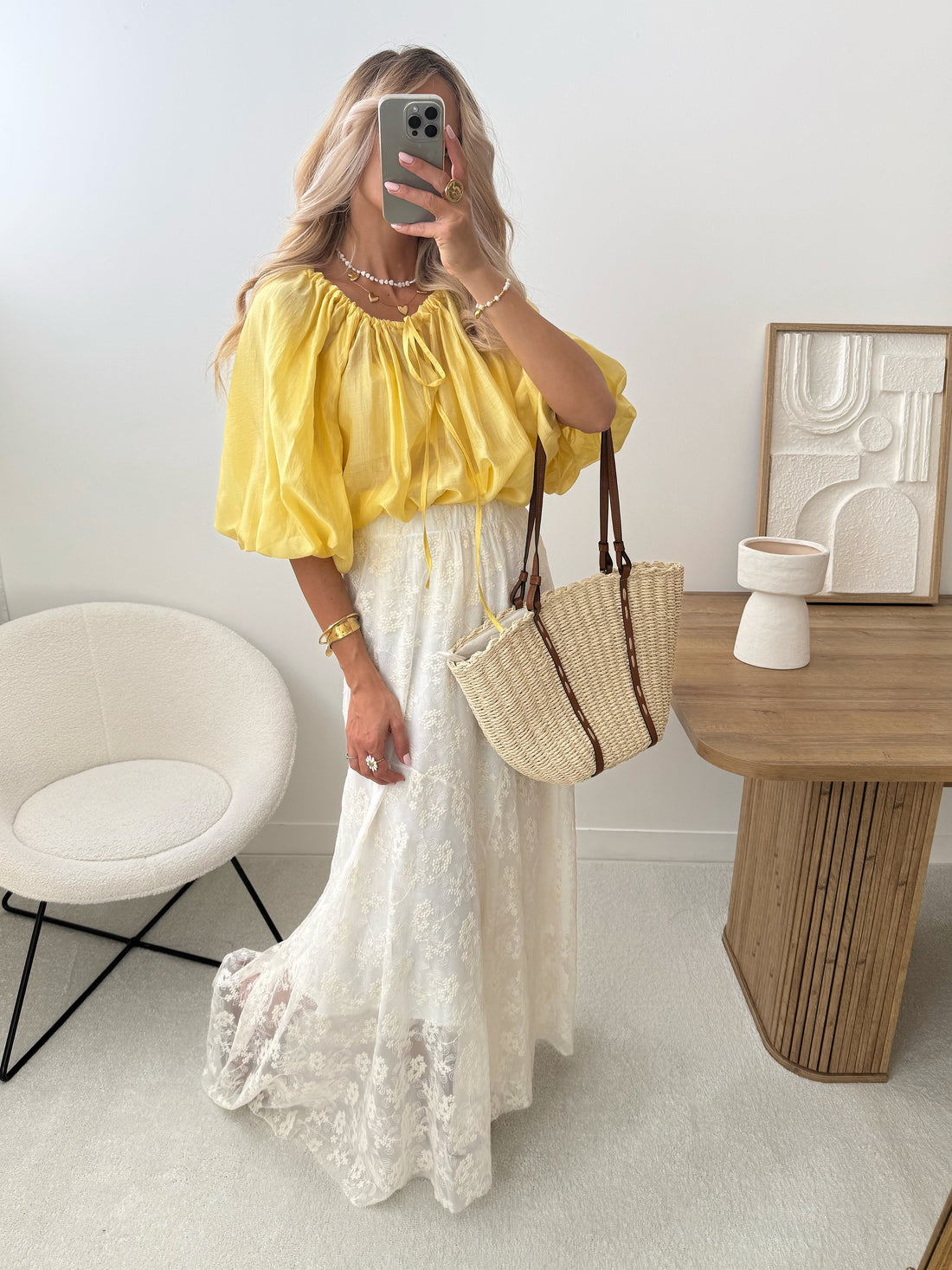 Blouse à encolure ajustable ROMÈNE - jaune