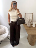 Pantalon tailleur DAMIEN - chocolat