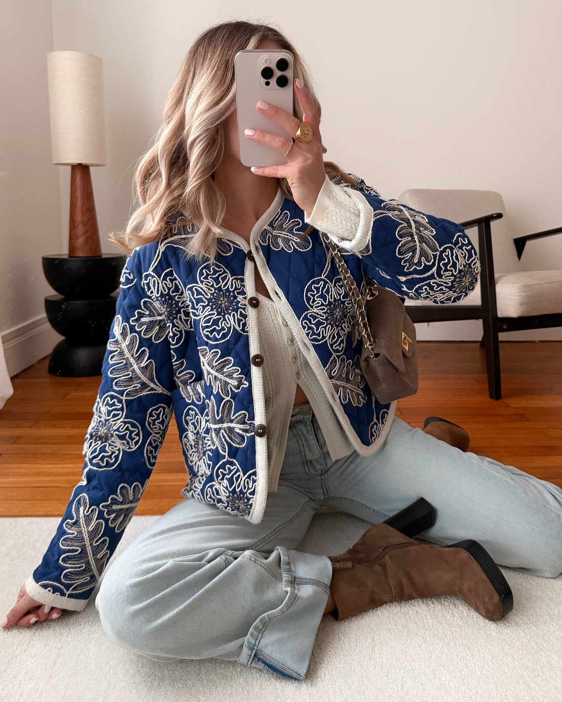 Veste brodée matelassée COBALINE