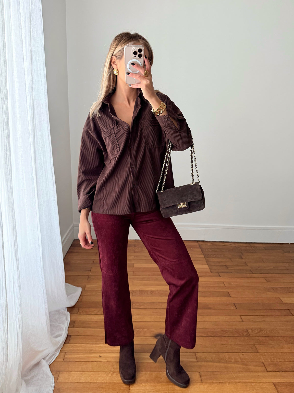 Chemise en velours côtelé EUGÈNE - chocolat