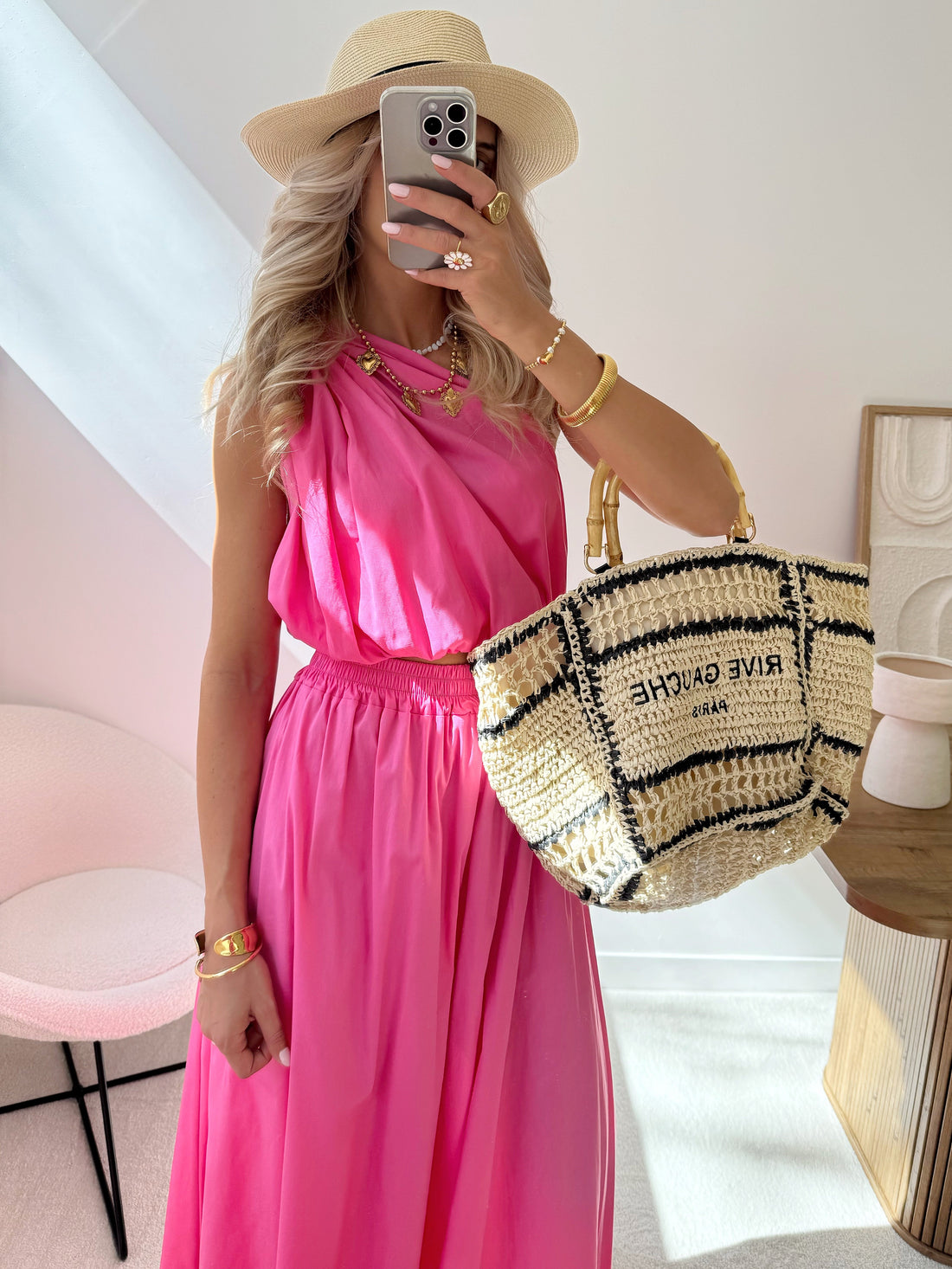 Ensemble top et jupe longue NIKOLINI - fuschia