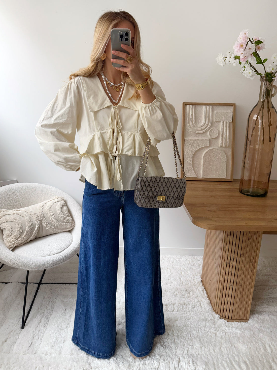 Chemisier à nœuds ORAZ - beige clair