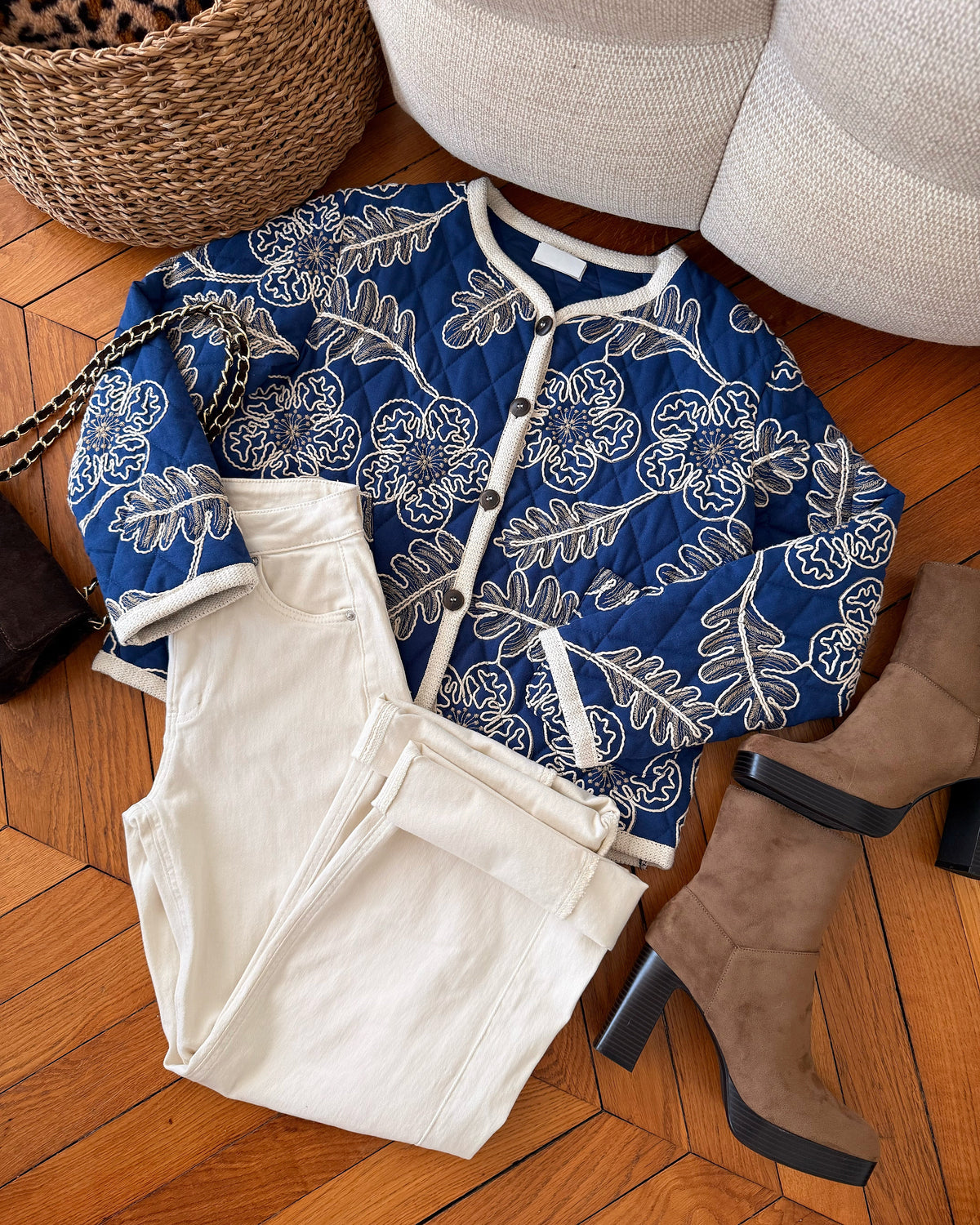 Veste brodée matelassée COBALINE