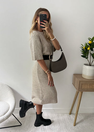 Robe midi en laine mocha NIMERIA