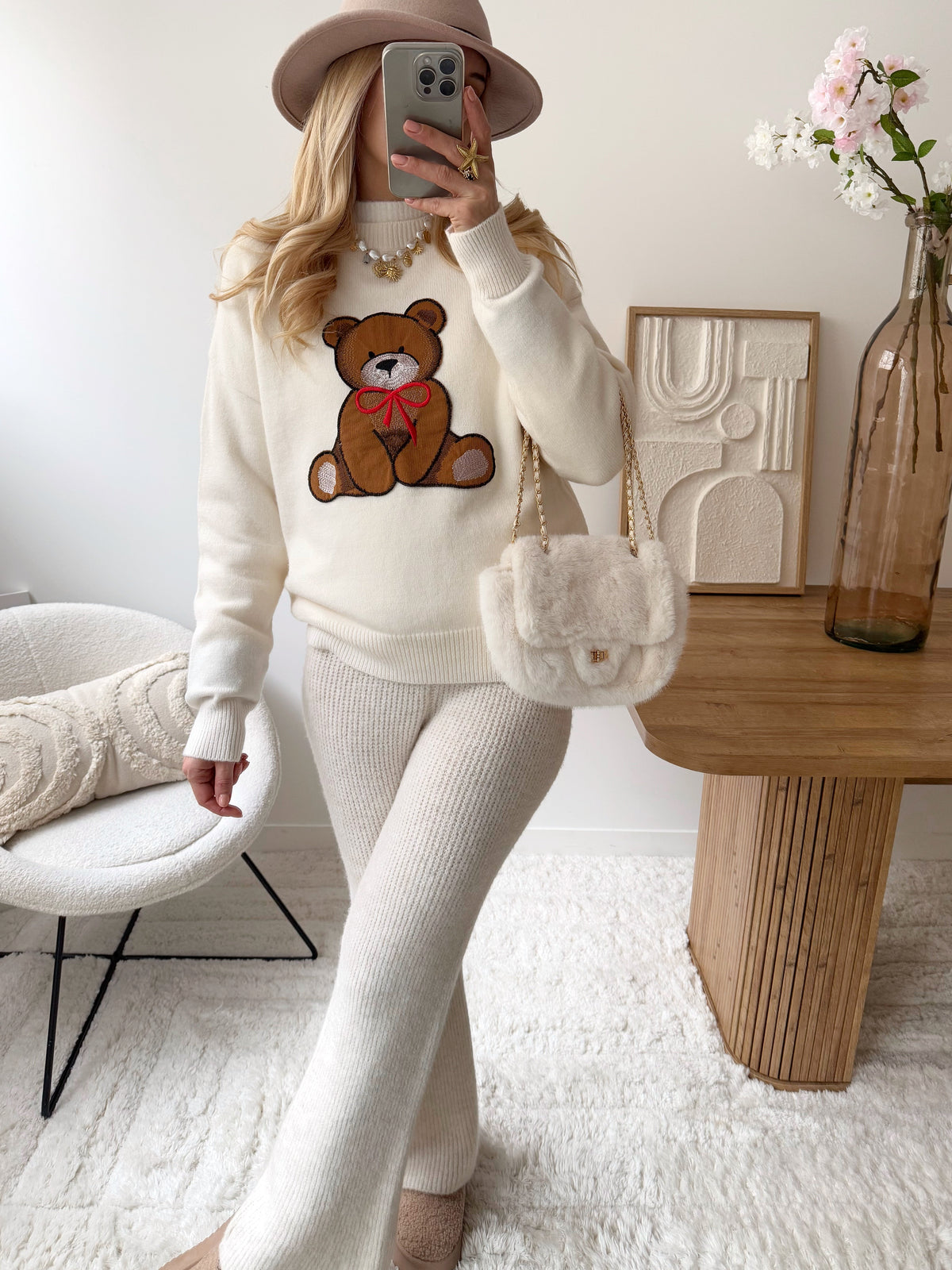 Maille ourson brodé BEAR - blanc