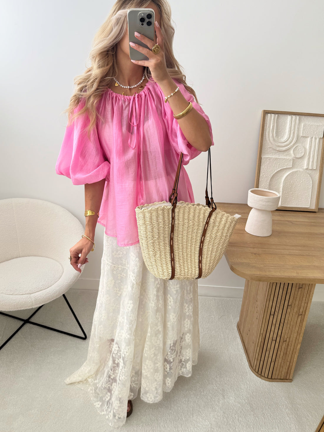 Blouse à encolure ajustable ROMÈNE - rose