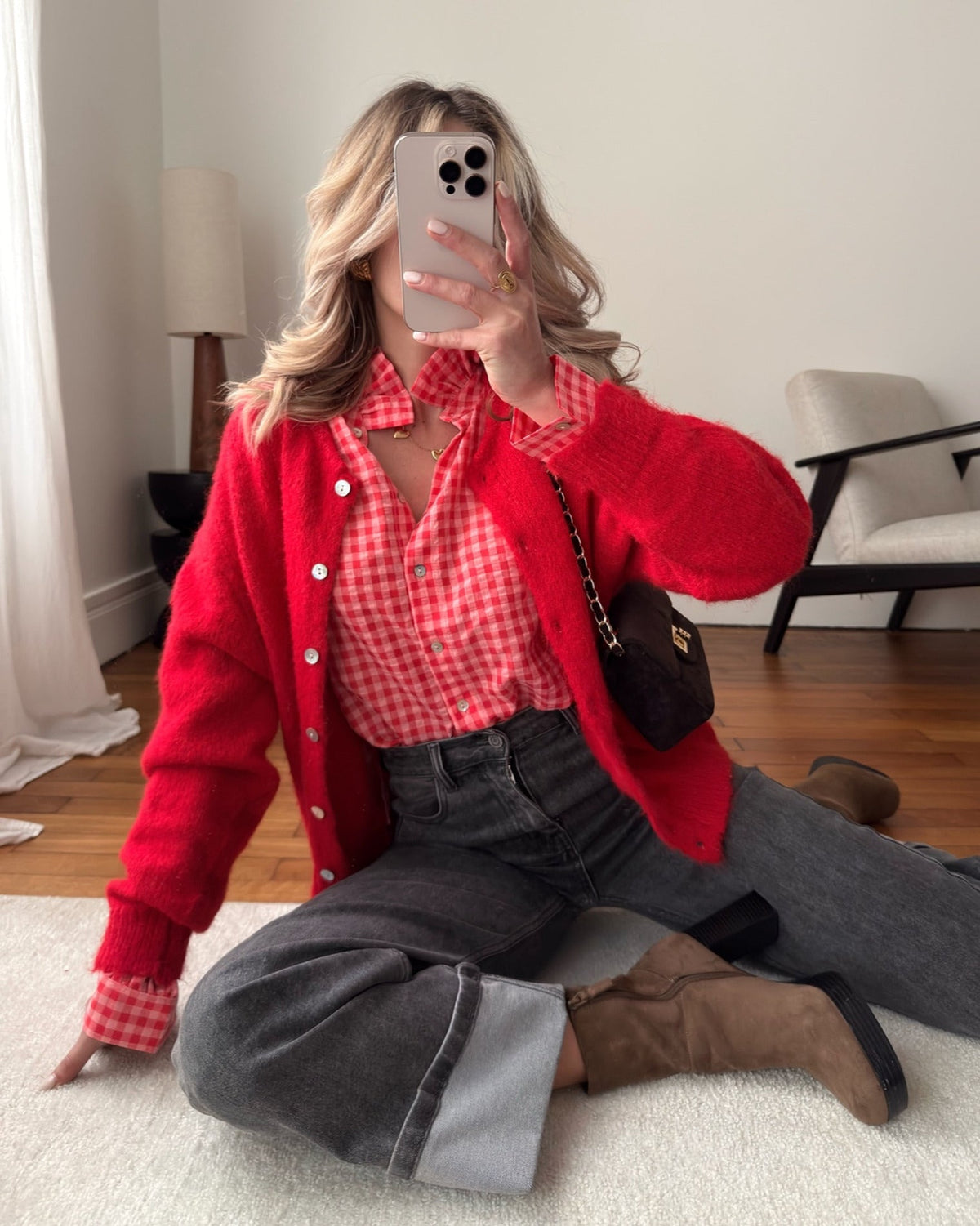 Cardigan en laine mélangée BLANDINE - rouge