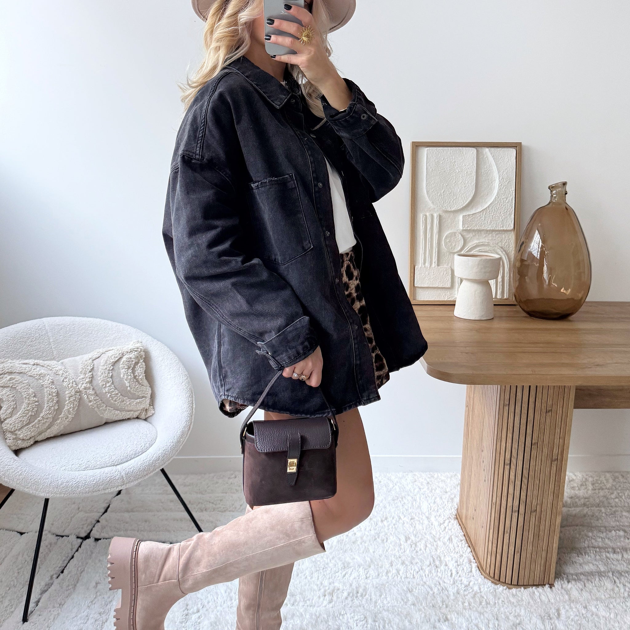 Chemise oversize en denim noir BELMIRO