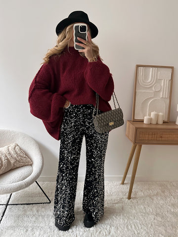 Pantalon en velours à sequins SOREN