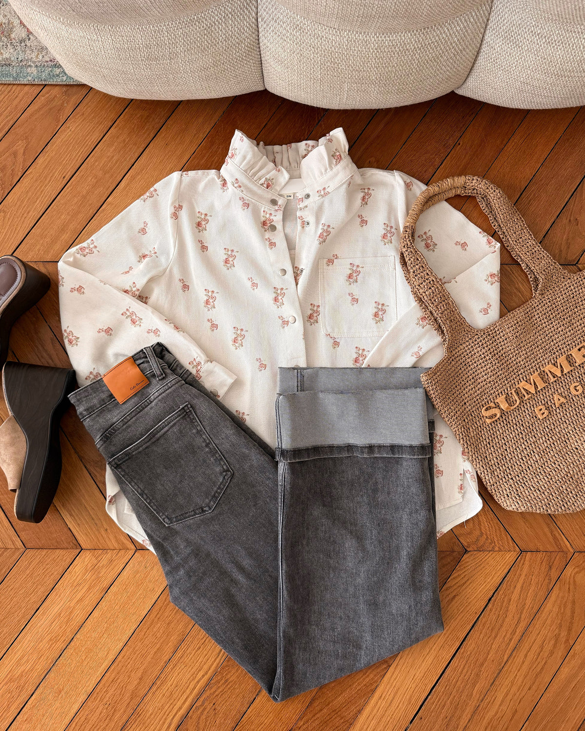 Chemisier denim à imprimé floral BACH