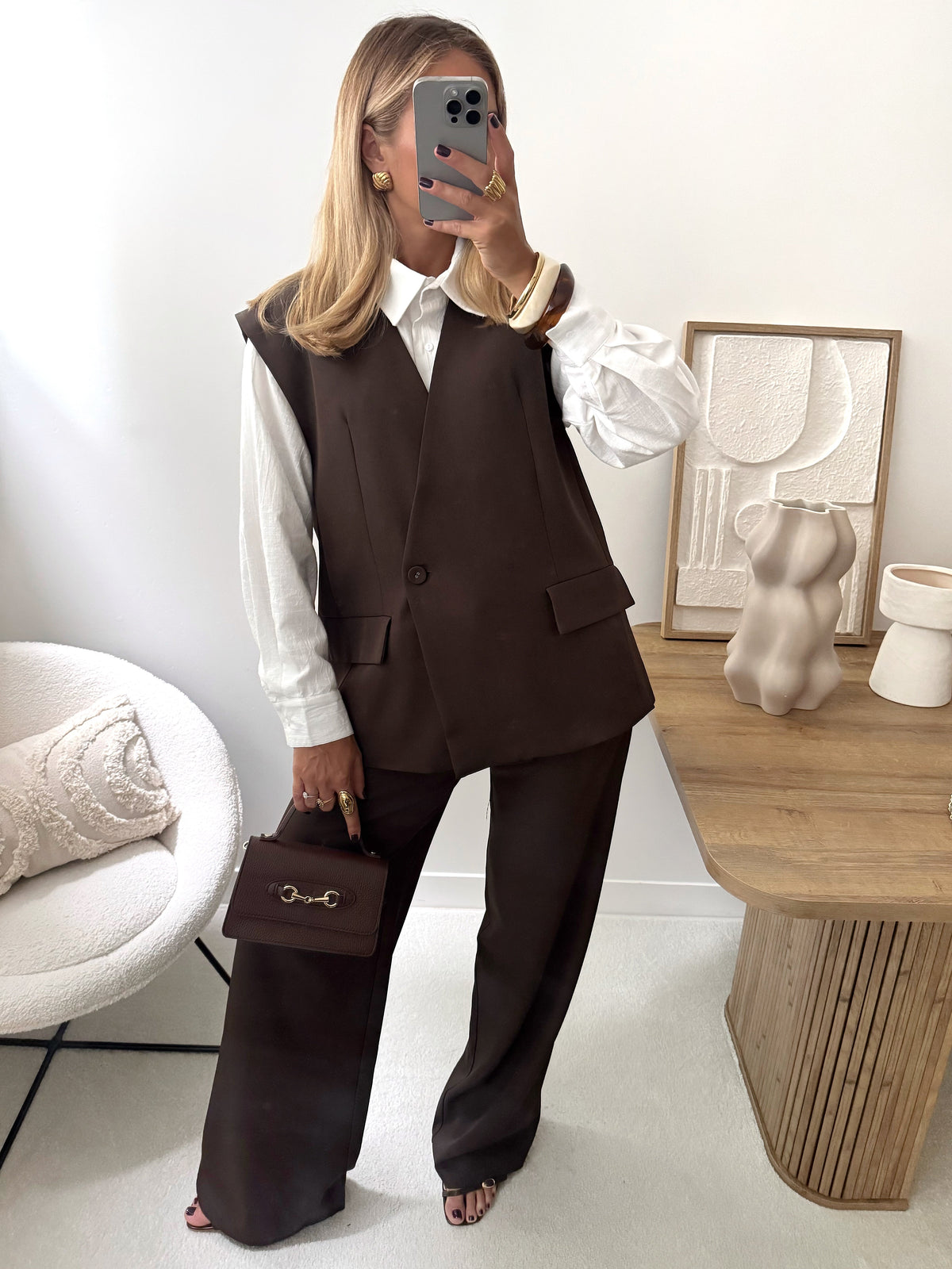Pantalon tailleur DAMIEN - chocolat