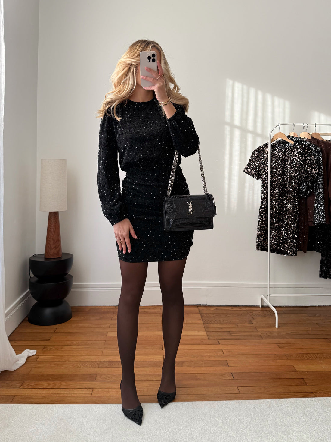 Robe drapée à strass LIBERA
