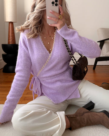 Cardigan cache-cœur ALFY - lilas