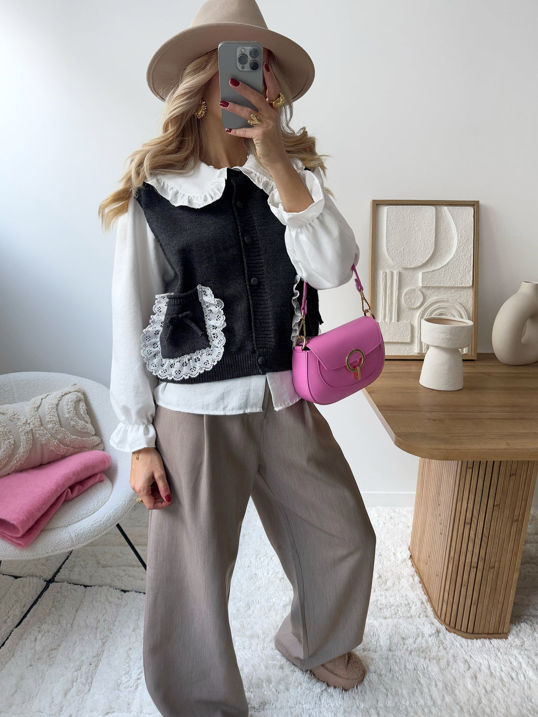 Ensemble 2 en 1 chemise et pull noir BETHEL
