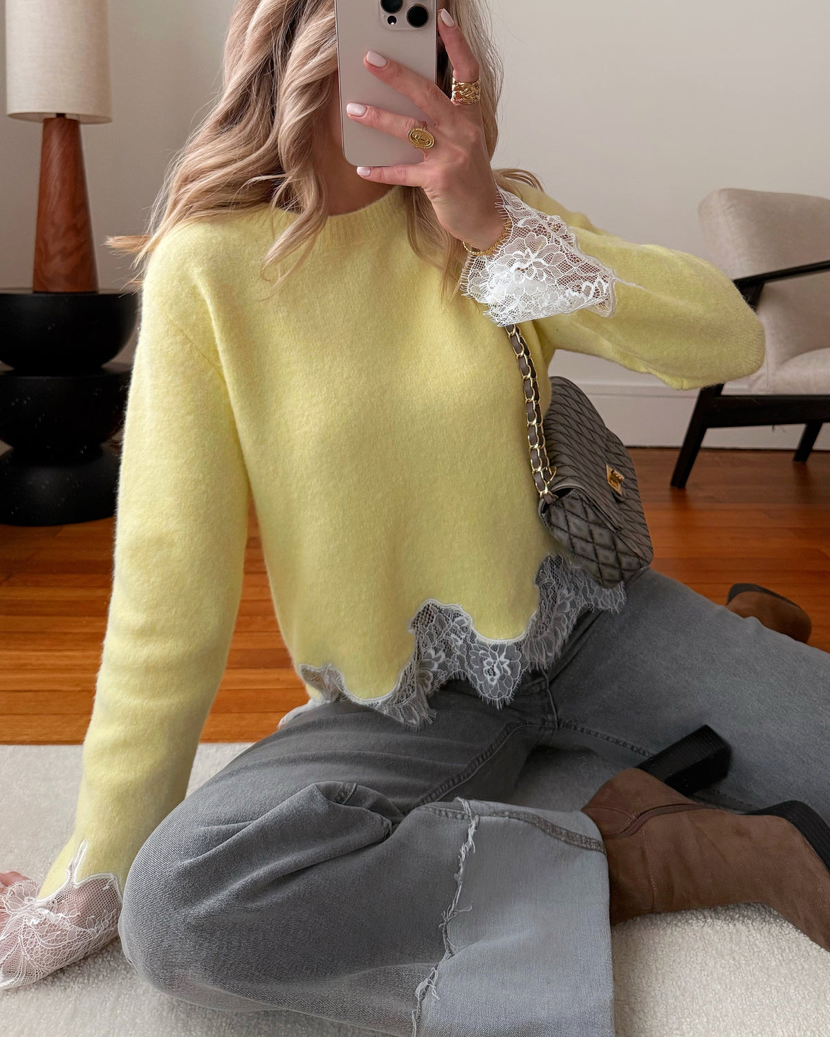 Maille dentelle ELOI - jaune
