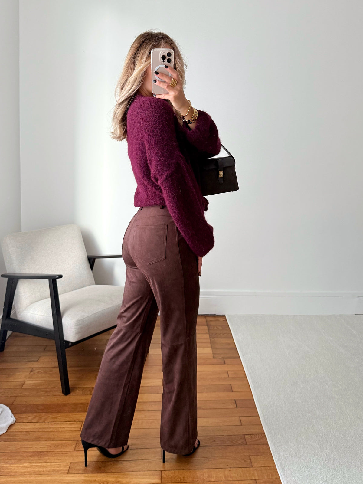 Pantalon droit en suédine AULA