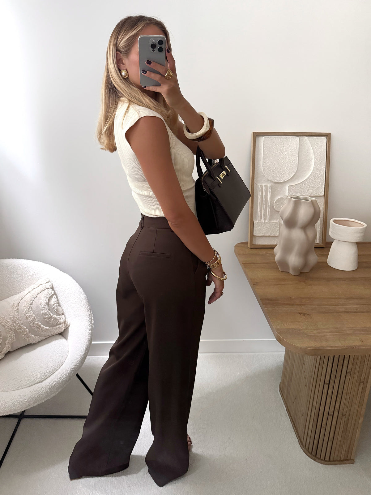 Pantalon tailleur DAMIEN - chocolat