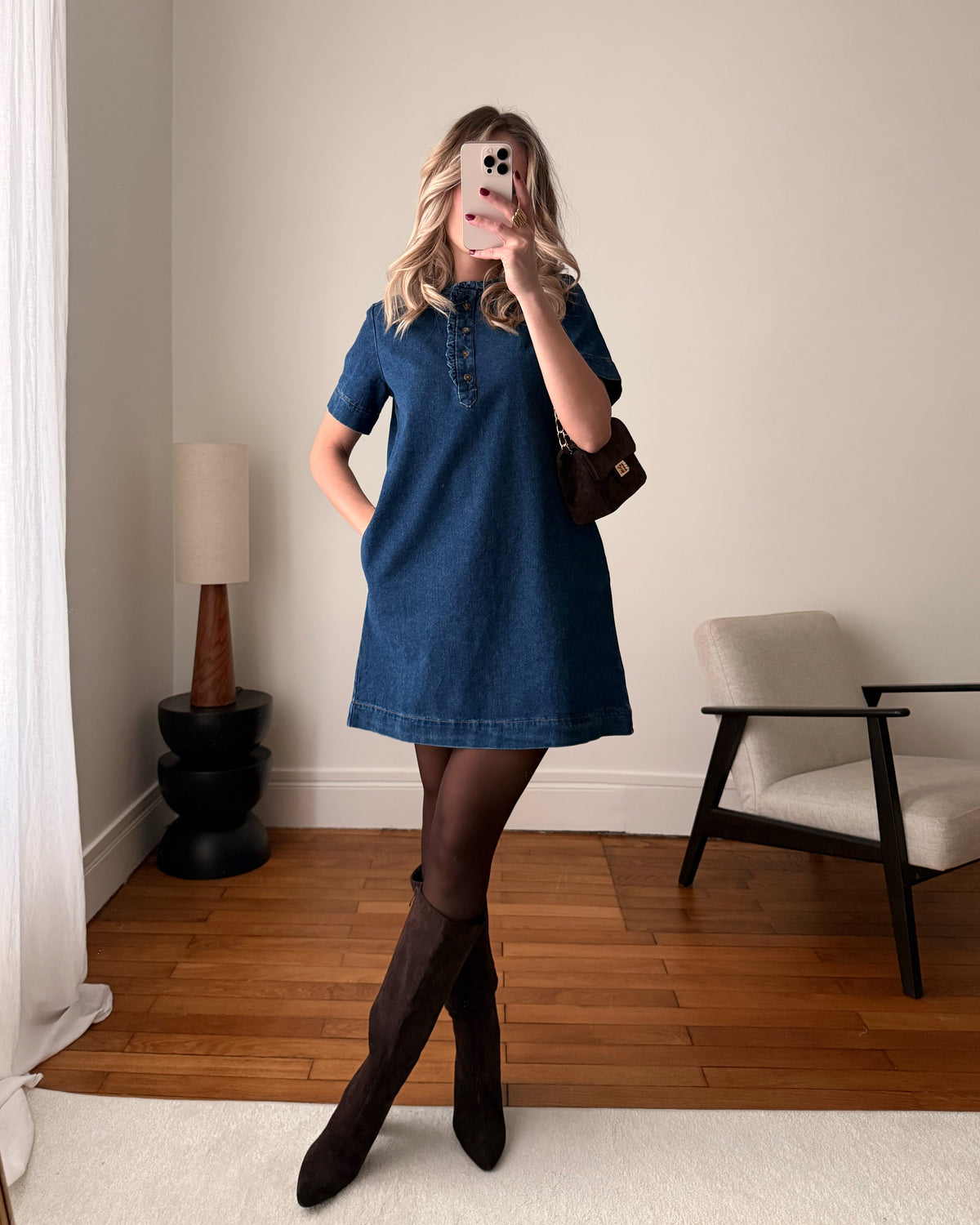 Robe manches courtes en denim TAJANI