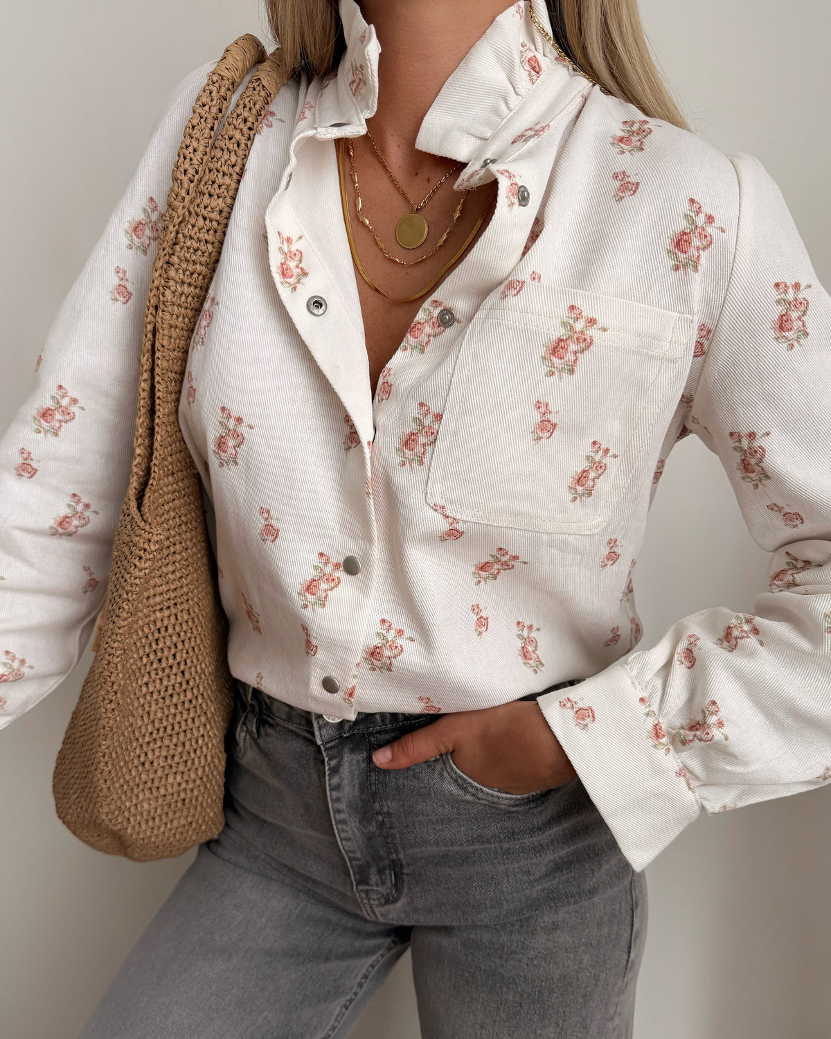 Chemisier denim à imprimé floral BACH