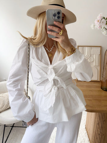 Blouse à nœuds VANY - blanc