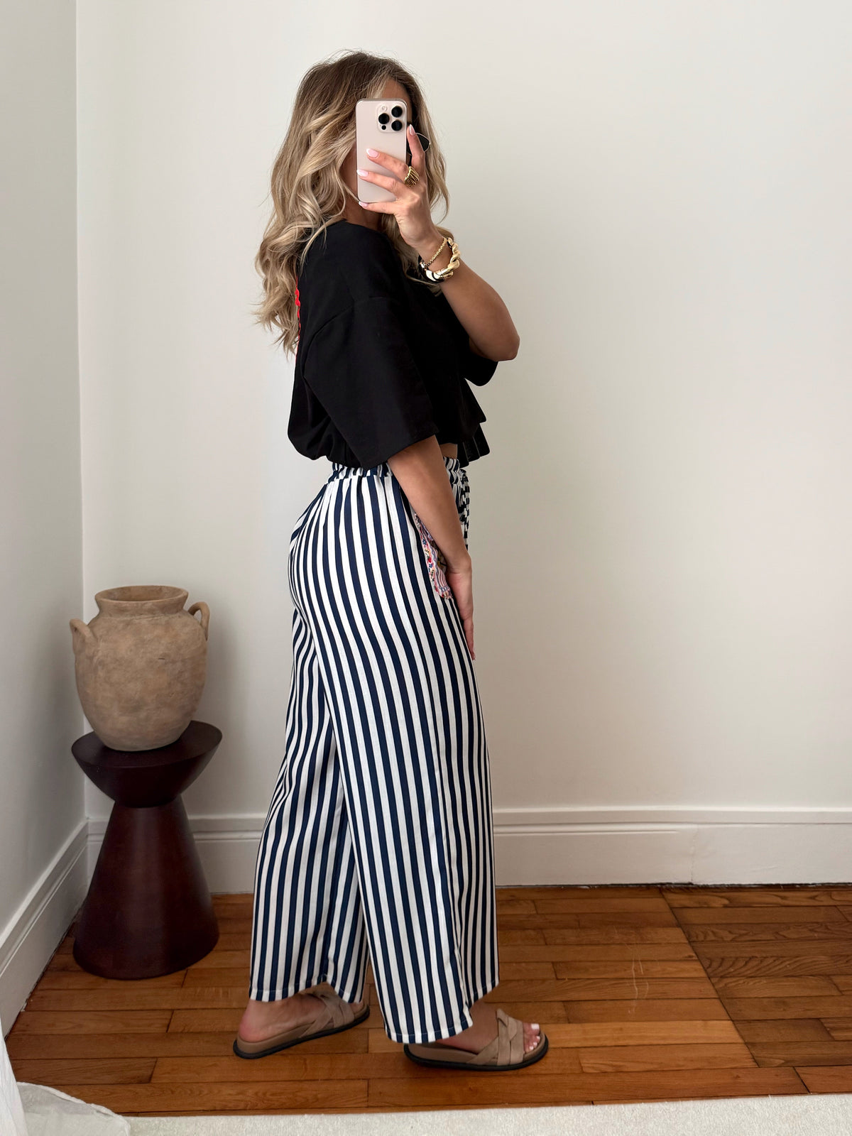 Pantalon à rayures en lin ALGHERO