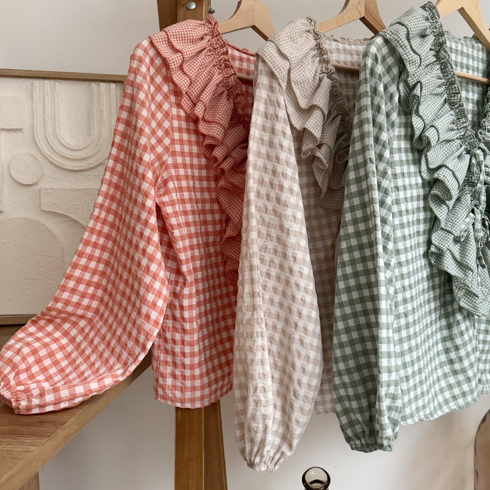 Blouse imprimé vichy mocha MADELYNE