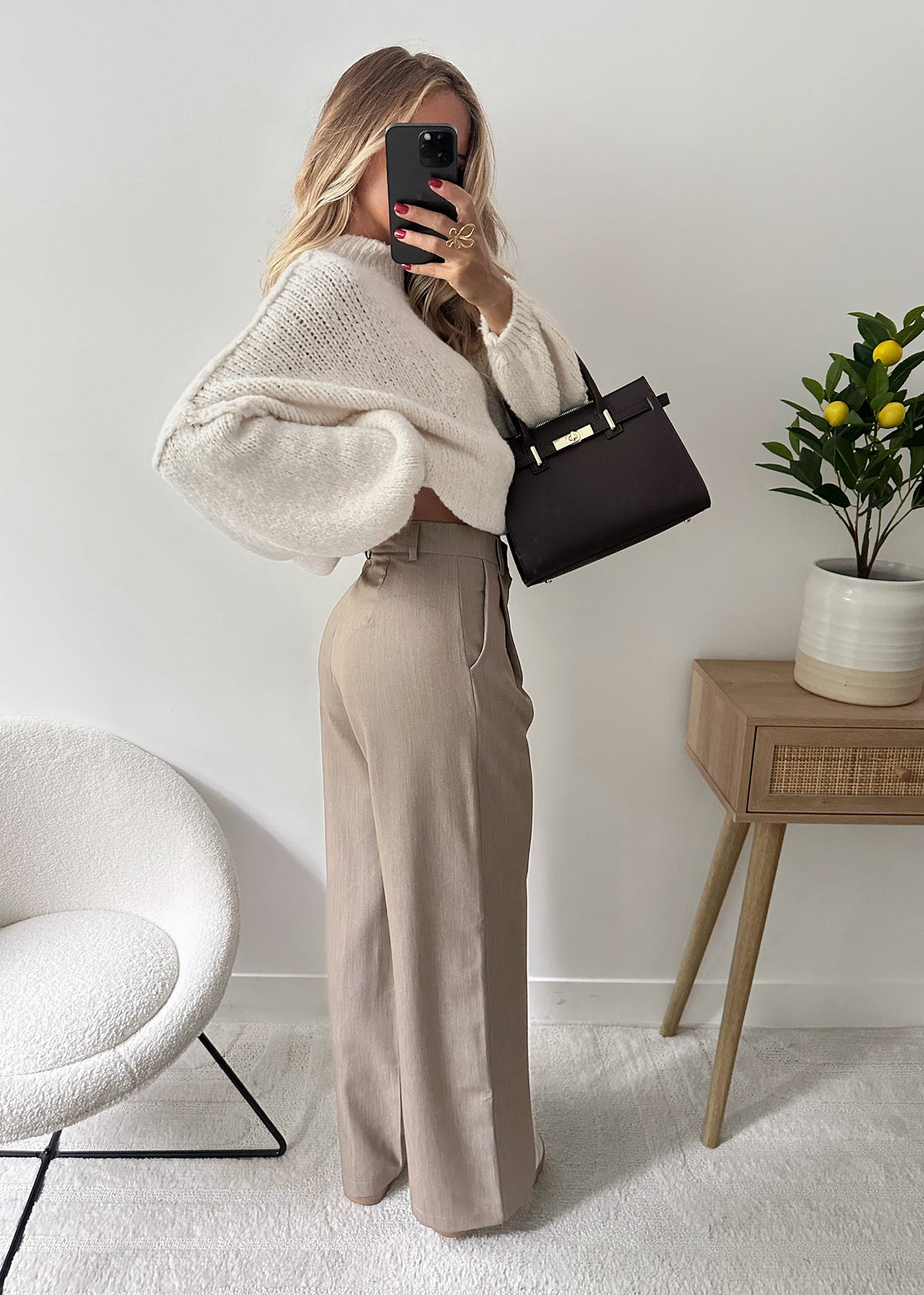 Pantalon tailleur oversize beige SERNIA
