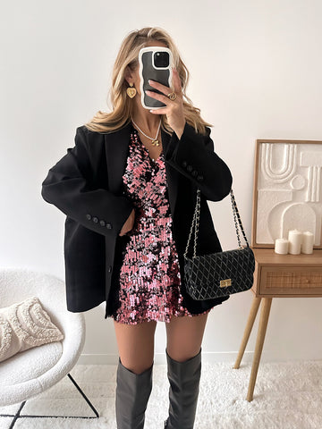 Robe à sequins rose ZORANA