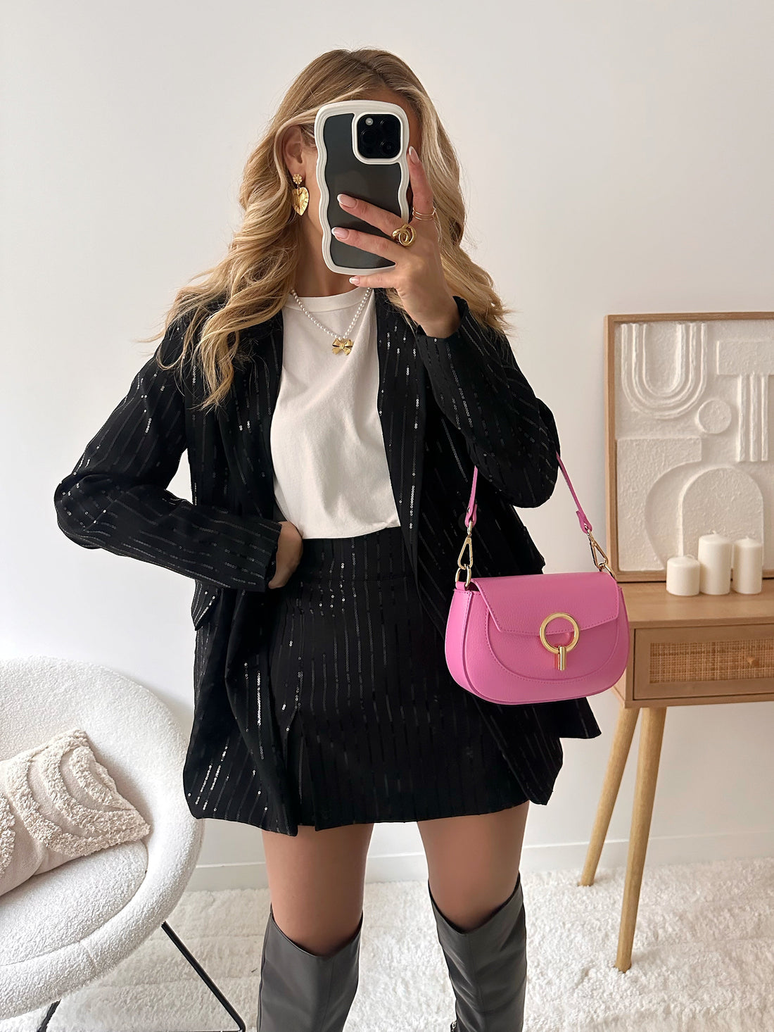 Jupe-short à rayures en sequins CONY