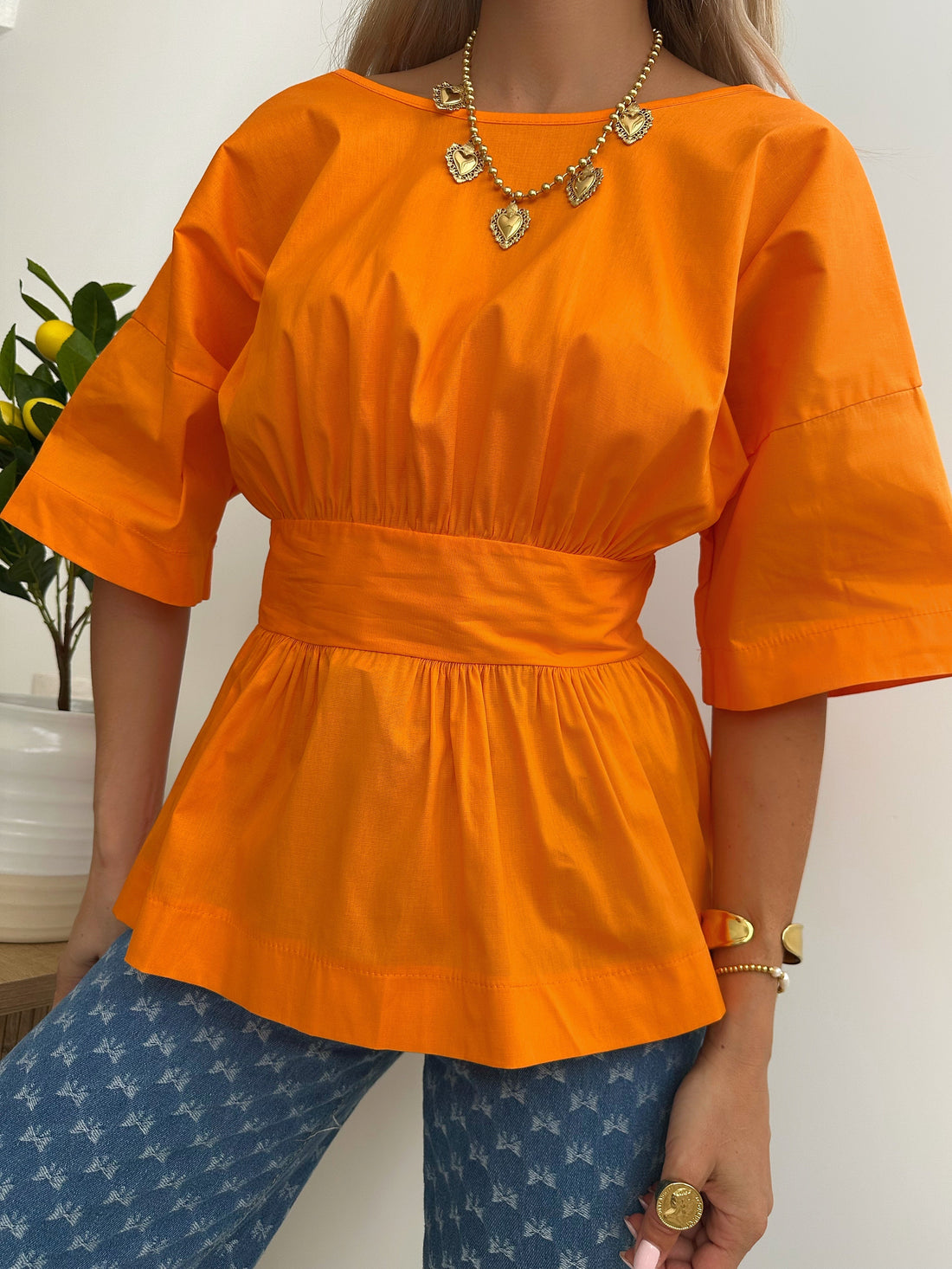 Blouse encolure en V au dos VENDETTI - orange