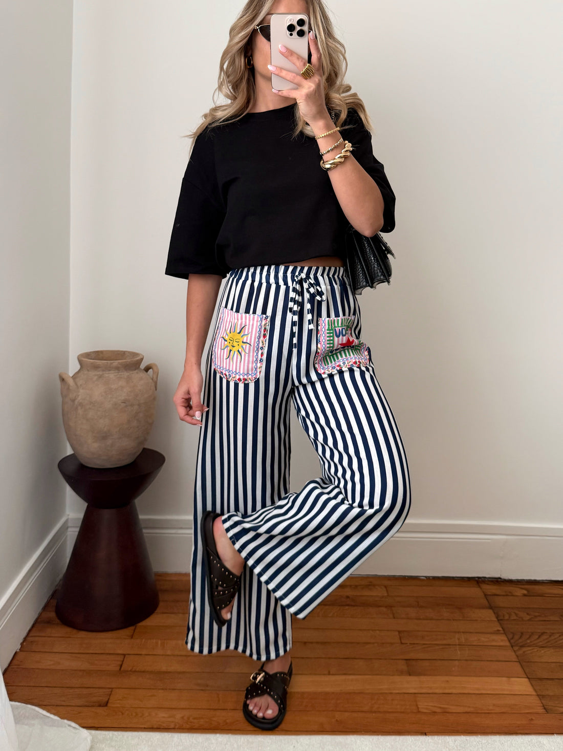 Pantalon à rayures en lin ALGHERO