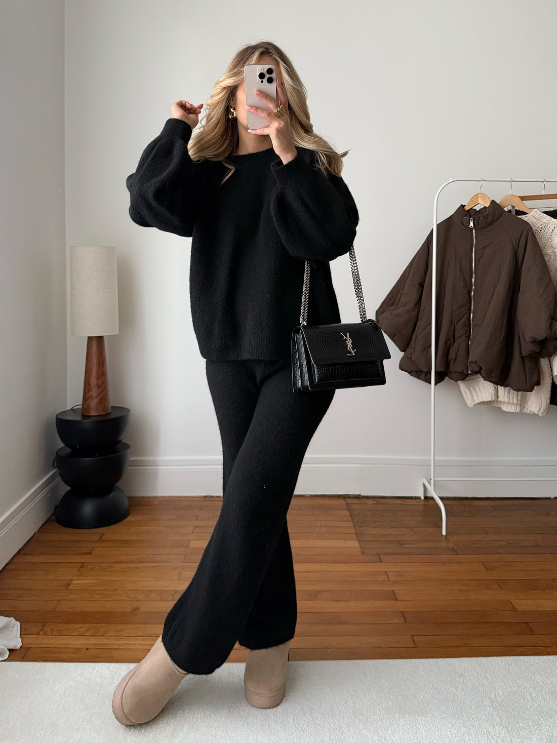 Pantalon maille douce LÉZIN - noir